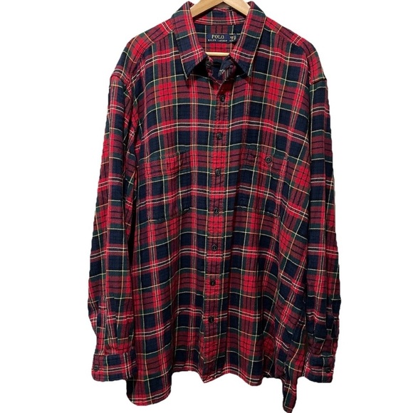 Polo Ralph Lauren Other - Polo Ralph Lauren Men’s 2XB Red & Blue Plaid Flannel Shirt Festive Holiday